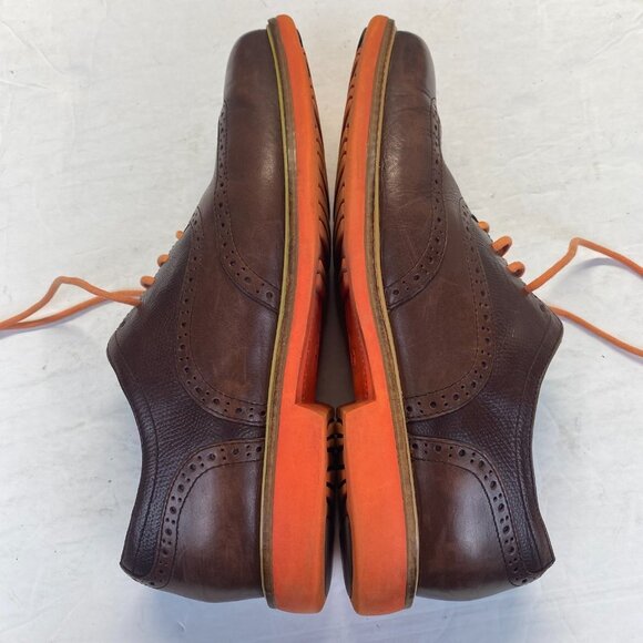 Cole Haan Great Jones Brown‎ Orange Wingtip Oxford Shoes Men Size 9 M - Picture 10 of 15